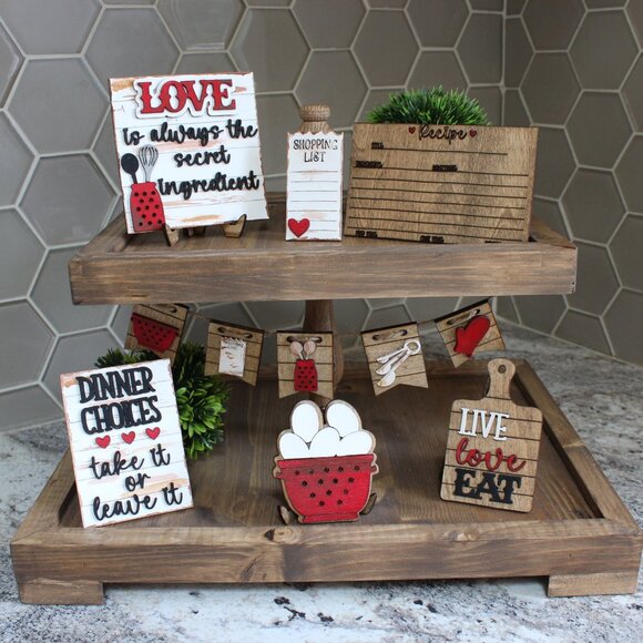 Handmade Tiered Tray Decor - Live Love Eat - Picture 1 of 12